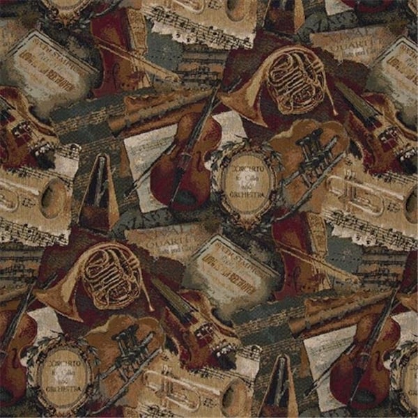 Designer Fabrics A010 54 in. Wide ; Orchestra; Symphony; Violins; Trumpets And French Horns; Themed Tapestry Upholstery Fabric A010 - main